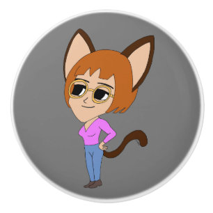 Chibi-Mädchen Keramikknauf