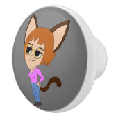 Chibi-Mädchen Keramikknauf (Rechts)