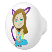 Chibi-Mädchen Keramikknauf (Rechts)