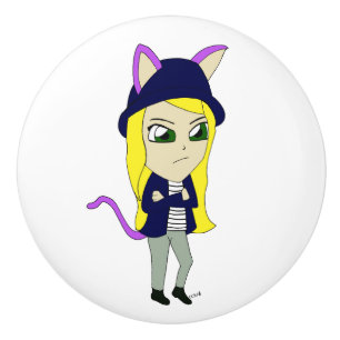 Chibi-Mädchen Keramikknauf