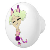 Chibi-Mädchen Keramikknauf (Rechts)