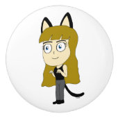 Chibi-Mädchen Keramikknauf (Vorderseite)