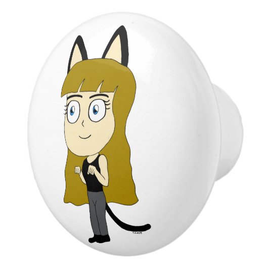 Chibi-Mädchen Keramikknauf (Rechts)