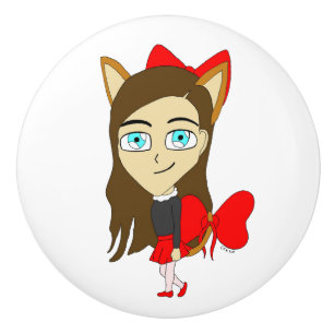 Chibi-Mädchen Keramikknauf