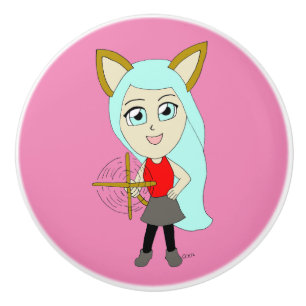 Chibi-Mädchen Keramikknauf