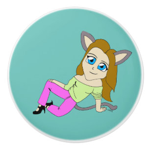 Chibi-Mädchen Keramikknauf