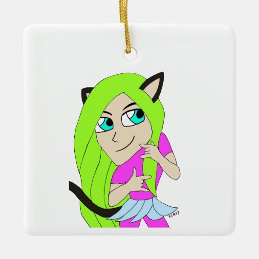 Chibi-Mädchen Keramikornament (Vorderseite)