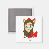 Chibi-Mädchen Magnet (Vorderseite/Rückseite)