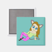 Chibi-Mädchen Magnet (Vorderseite/Rückseite)