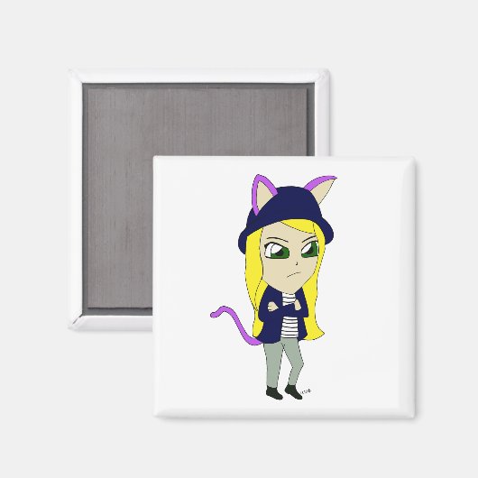 Chibi-Mädchen Magnet (Vorderseite/Rückseite)