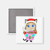 Chibi-Mädchen Magnet (Vorderseite/Rückseite)