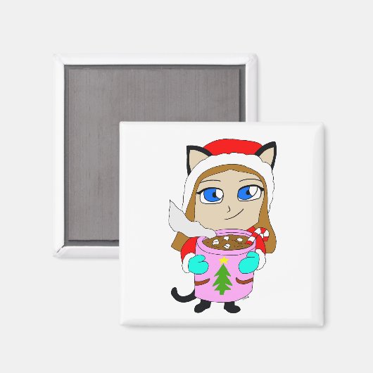 Chibi-Mädchen Magnet (Vorderseite/Rückseite)