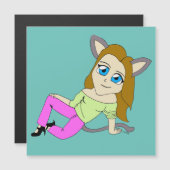 Chibi-Mädchen Magnetkarte (Vorne/Hinten)