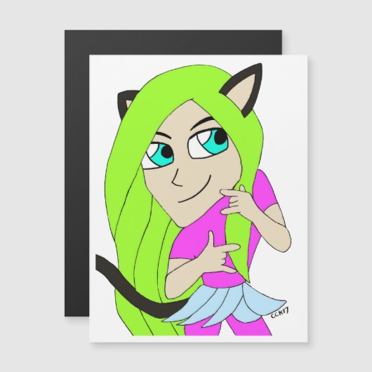 Chibi-Mädchen Magnetkarte (Vorne/Hinten)