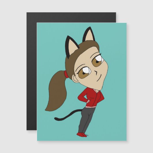 Chibi-Mädchen Magnetkarte (Vorne/Hinten)