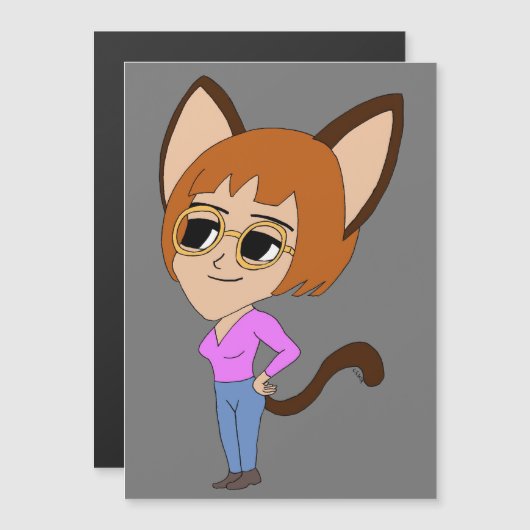 Chibi-Mädchen Magnetkarte (Vorne/Hinten)