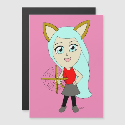 Chibi-Mädchen Magnetkarte (Vorne/Hinten)