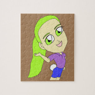 Chibi-Mädchen mit einem Hasenschwanz Knopf Puzzle