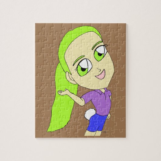 Chibi-Mädchen mit einem Hasenschwanz Knopf Puzzle (Vertikal)