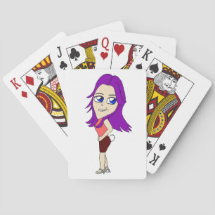 Chibi-Mädchen mit einem Hasenschwanz Spielkarten