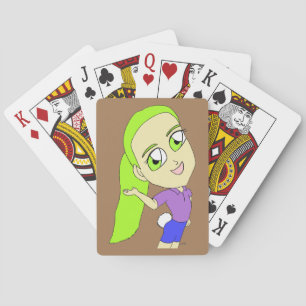 Chibi-Mädchen mit einem Hasenschwanz Spielkarten