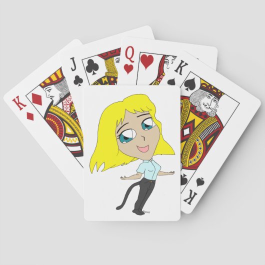 Chibi-Mädchen mit einem Schwanz Spielkarten (Rückseite)