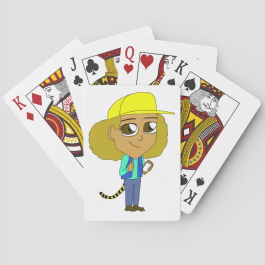 Chibi-Mädchen mit einem Tigerschwanz Spielkarten (Rückseite)