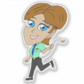 Chibi-Mädchen mit Schwanz Aufkleber (Vorderseite)