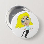 Chibi-Mädchen mit Schwanz Button (Vorne & Hinten)