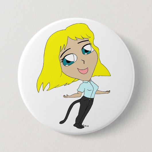 Chibi-Mädchen mit Schwanz Button (Vorderseite)