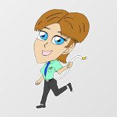 Chibi-Mädchen mit Schwanz Fensteraufkleber (Blatt)