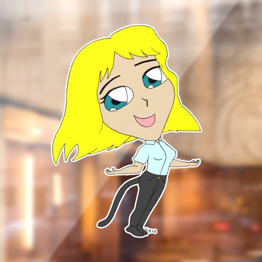 Chibi-Mädchen mit Schwanz Fensteraufkleber (Blatt 2)