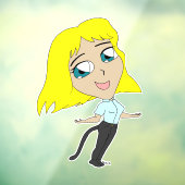 Chibi-Mädchen mit Schwanz Fensteraufkleber (Blatt 3)