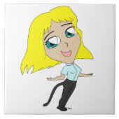 Chibi-Mädchen mit Schwanz Fliese (Vorderseite)