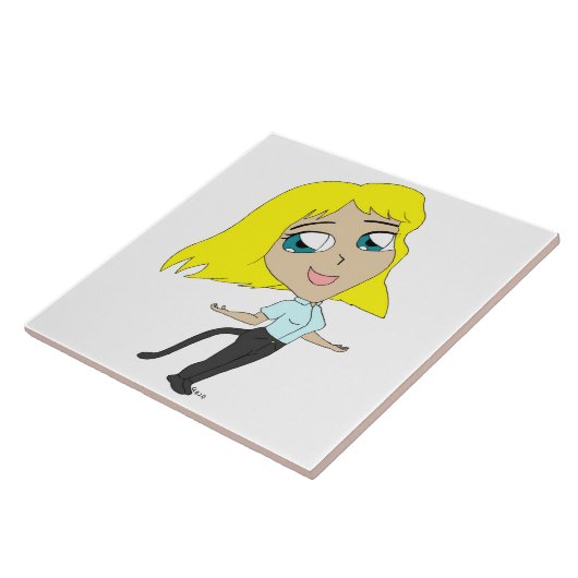 Chibi-Mädchen mit Schwanz Fliese (Seite)