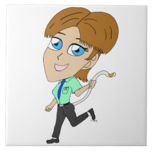 Chibi-Mädchen mit Schwanz Fliese