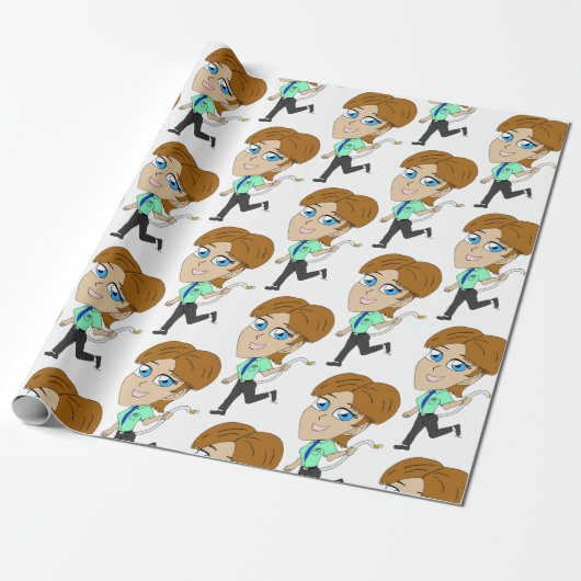 Chibi-Mädchen mit Schwanz Geschenkpapier (Ungerollt)