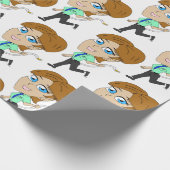 Chibi-Mädchen mit Schwanz Geschenkpapier (Ecke)