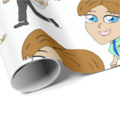 Chibi-Mädchen mit Schwanz Geschenkpapier (Rolleneckpunkt)
