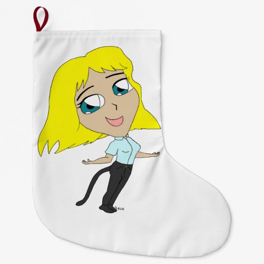 Chibi-Mädchen mit Schwanz Großer Weihnachtsstrumpf (Vorderseite)