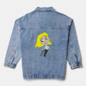 Chibi-Mädchen mit Schwanz Jeansjacke (Rückseite)