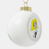 Chibi-Mädchen mit Schwanz Keramik Kugel-Ornament (Links)