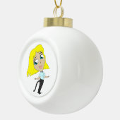 Chibi-Mädchen mit Schwanz Keramik Kugel-Ornament (Rechts)