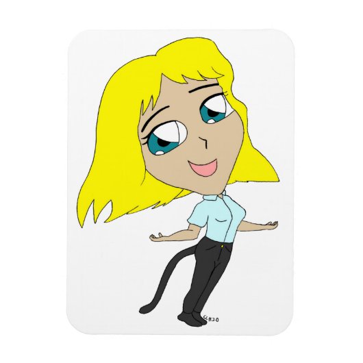 Chibi-Mädchen mit Schwanz Magnet (Vertikal)