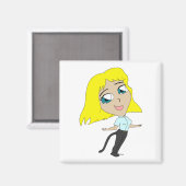 Chibi-Mädchen mit Schwanz Magnet (Vorderseite/Rückseite)