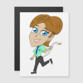 Chibi-Mädchen mit Schwanz-Magnet Magnetkarte (Vorne/Hinten)