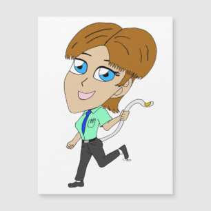 Chibi-Mädchen mit Schwanz-Magnet Magnetkarte