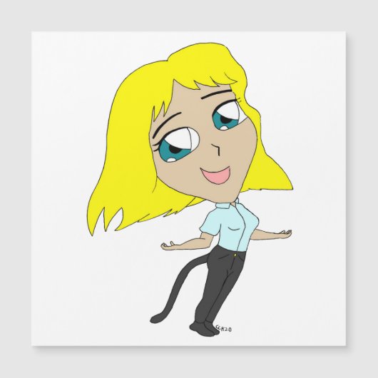 Chibi-Mädchen mit Schwanz Magnetkarte (Vorderseite)