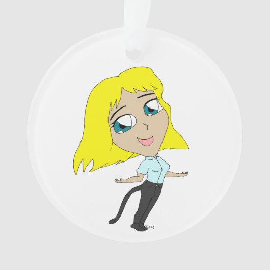 Chibi-Mädchen mit Schwanz Ornament (Vorderseite)