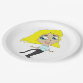 Chibi-Mädchen mit Schwanz Pappteller (Schrägansicht)